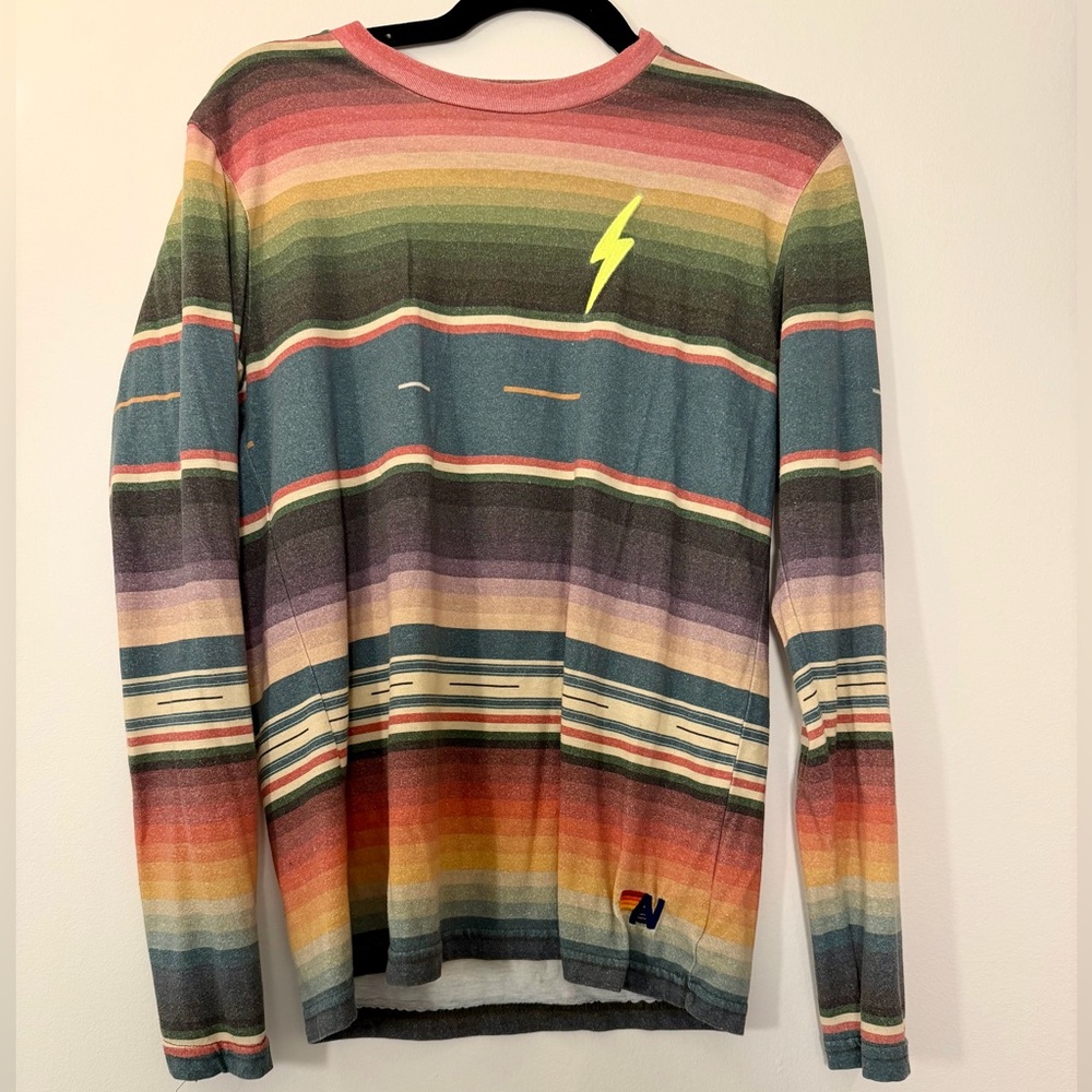 RARE Aviator Nation Serape Striped Tulum Long Sleeve Tee